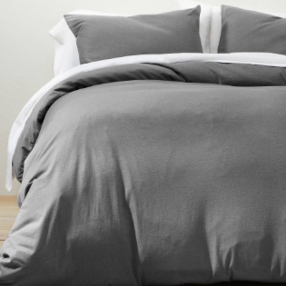 Casaluna Bedding Casaluna Jersey Duvet Cover Sham Set Dark Grey